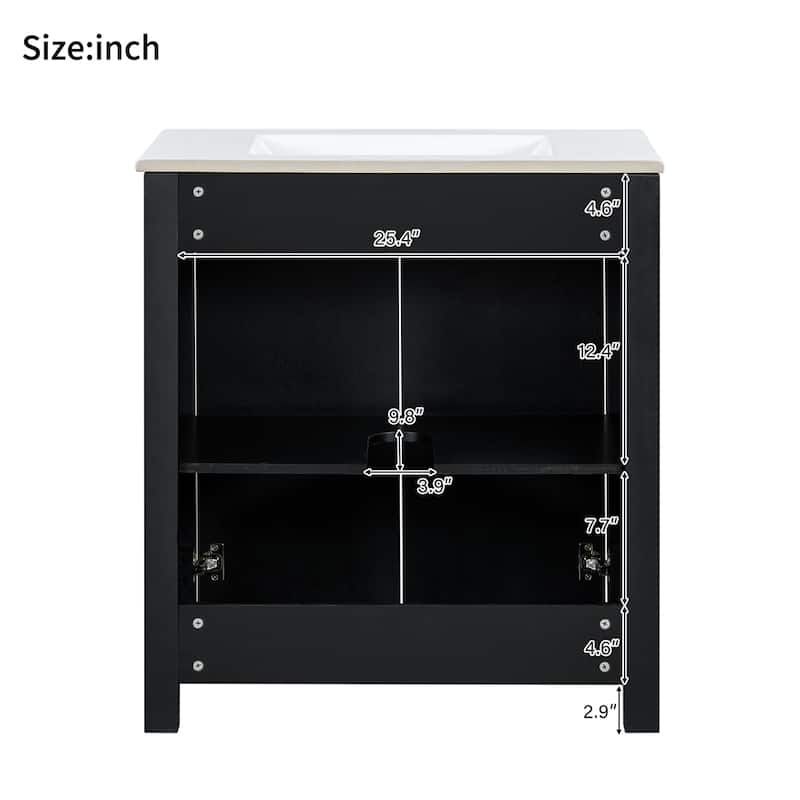 30'' Farmhouse Bathroom Vanity with Ceramic Sink,Soft-Close Door