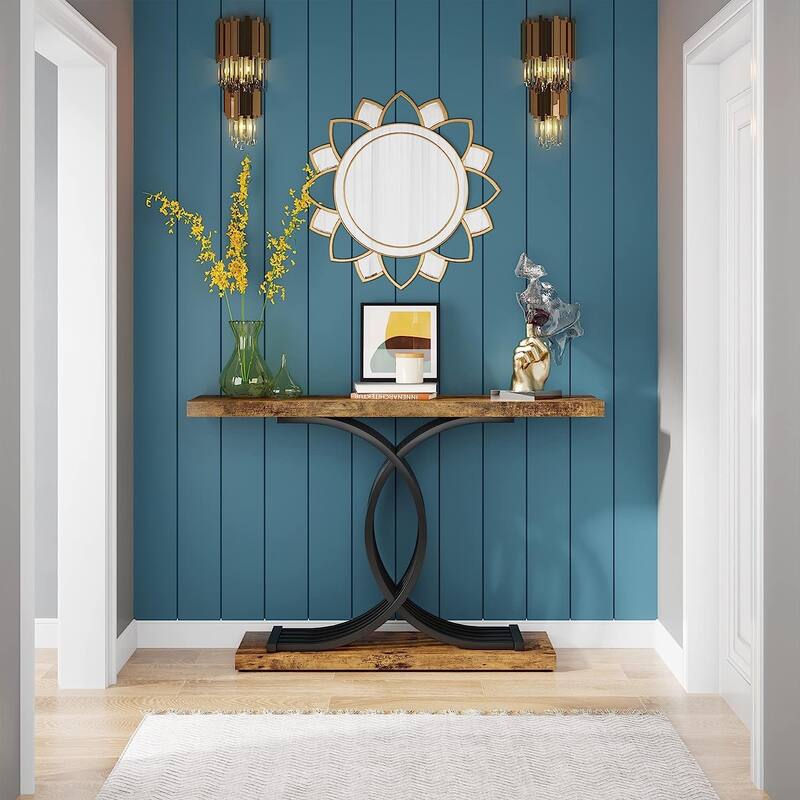 Console Table, Entryway Table with Geometric Legs, Sofa Table - 11.81"D x 39.37"W x 31.49"H