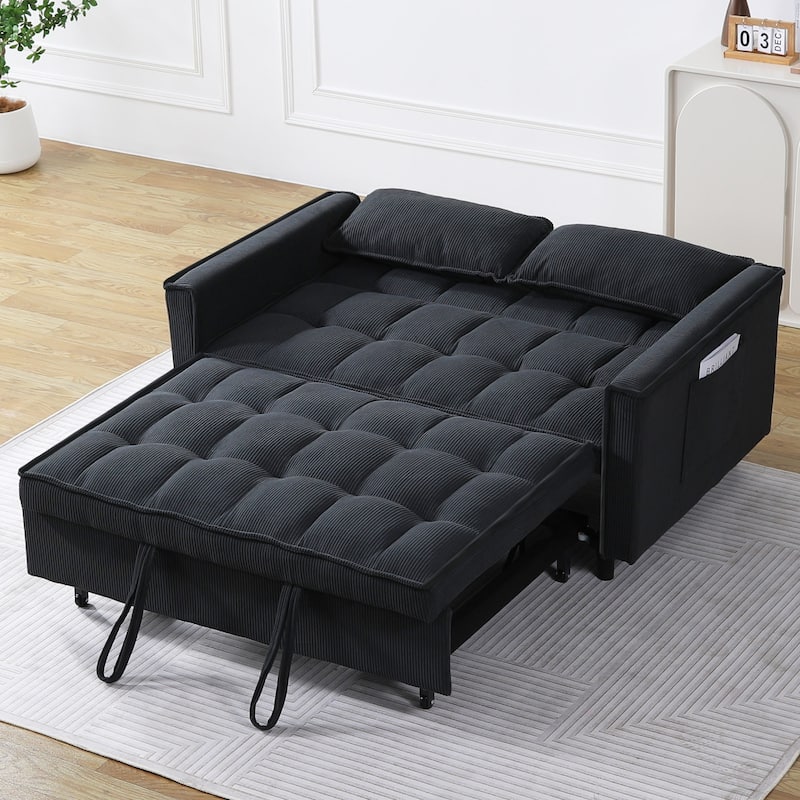 55" 3-in-1 Double Pull-Out Sofa Bed for Living Room