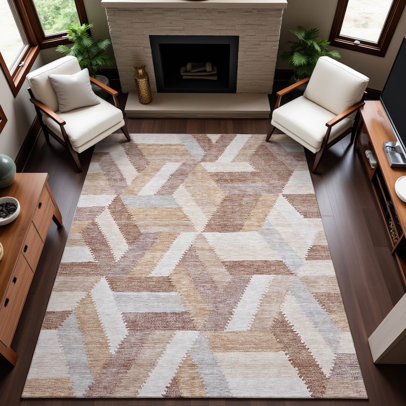 Premium Washable Super Soft Modern Cali Mayfield Rug - Copper - 5' x 7'6"