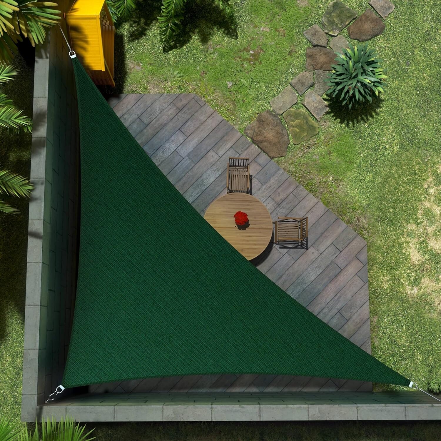 Custom Size Green Right Triangle Sun Shade Sail, UPF50+, 95% UV Block, Water & Air Permeable, Commercial Standard