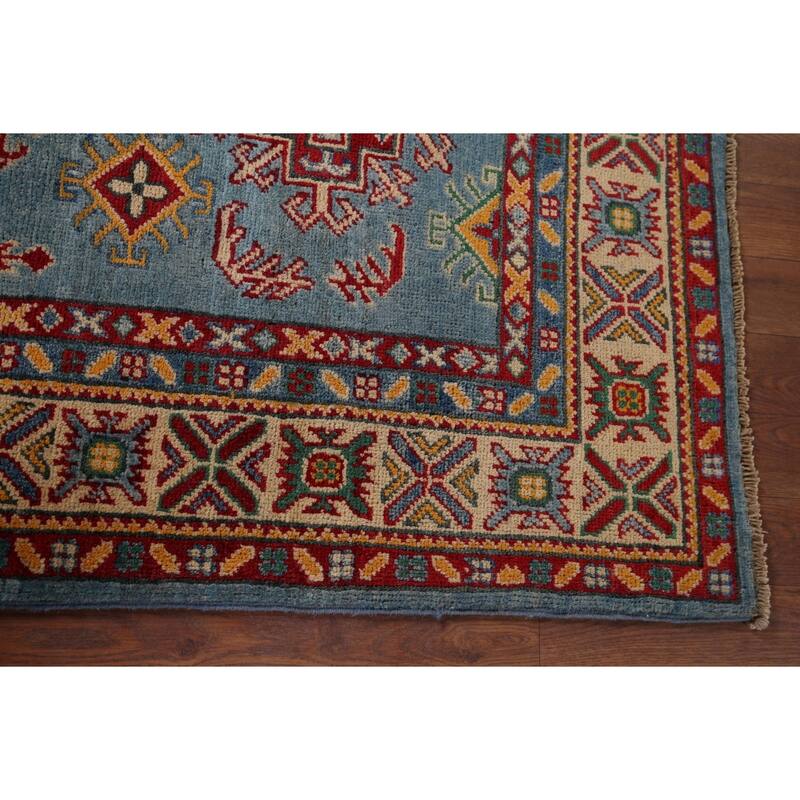 Blue Kazak Oriental Accent Rug Handmade Wool Carpet - 3'4" x 5'0"