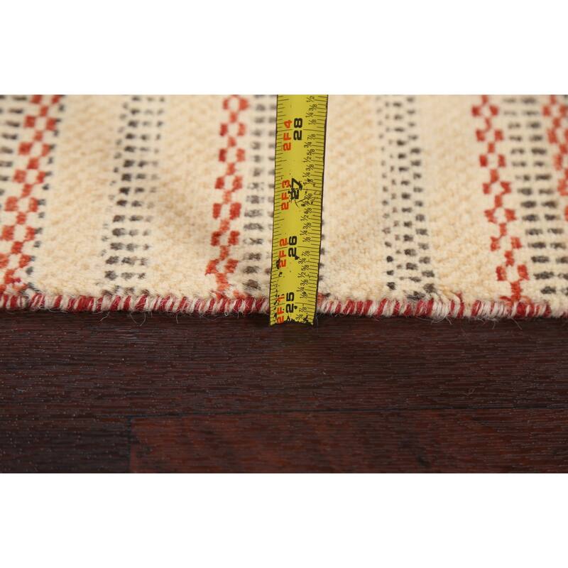 Geometric Striped Oriental Gabbeh Kashkoli Area Rug Wool Hand-knotted - 2'7" x 4'1"