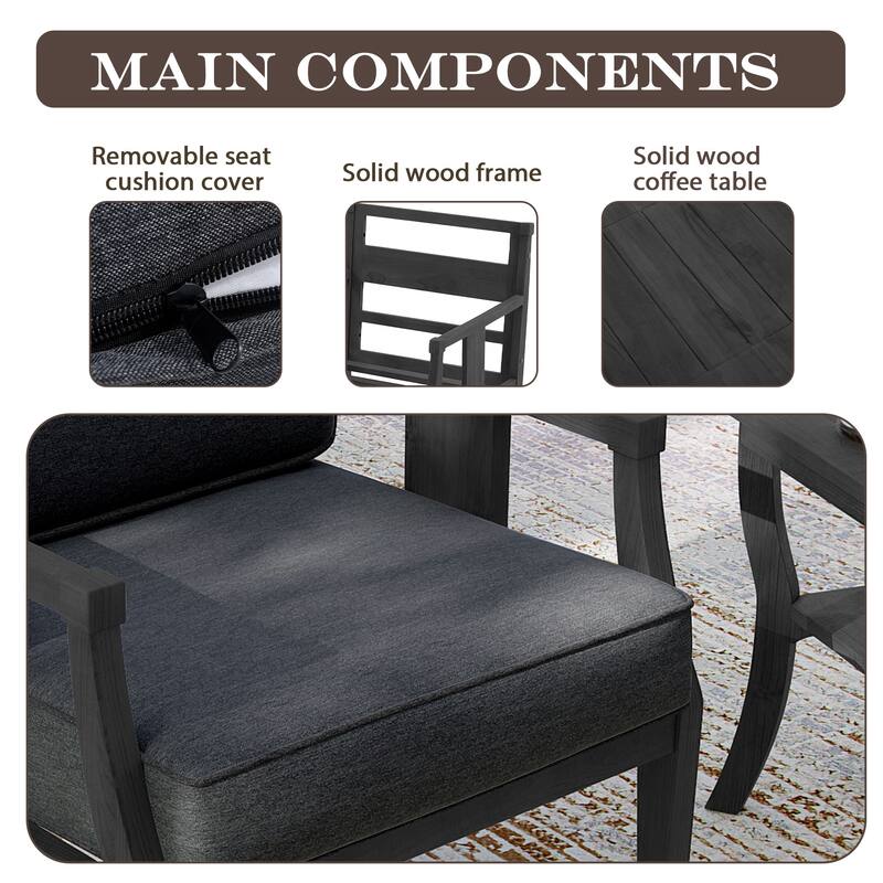 3-Piece Solid Teak Outdoor Patio Furniture Set Armchairs & Storage Table