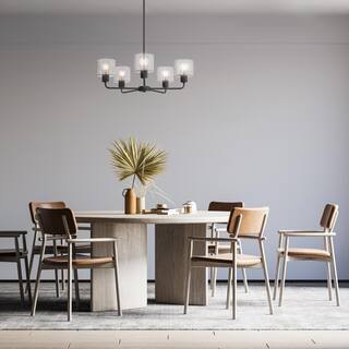 Vibrato 27 in. 5-Light Matte Black Transitional Chandelier with with Clear Glass Shades