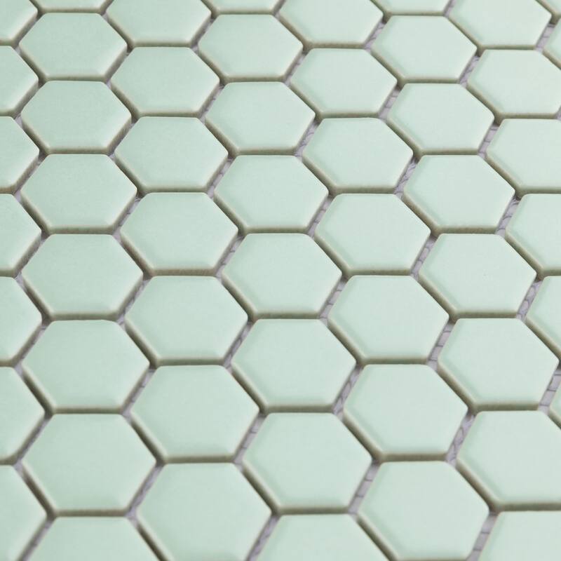 Merola Tile Metro 1" Hex Matte Light Green 10-1/4" x 11-7/8" Porcelain Mosaic Tile