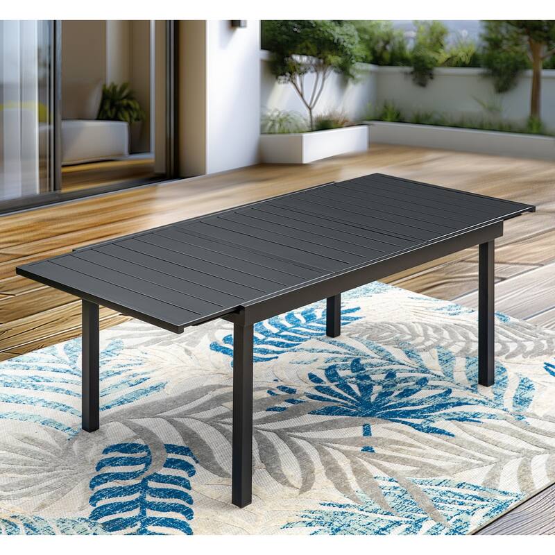 MAISON ARTS Patio Dining Set 9/7 Pieces Outdoor Metal Furniture Set, 8/6 C Spring Motion Chairs and 1 Expandable Table