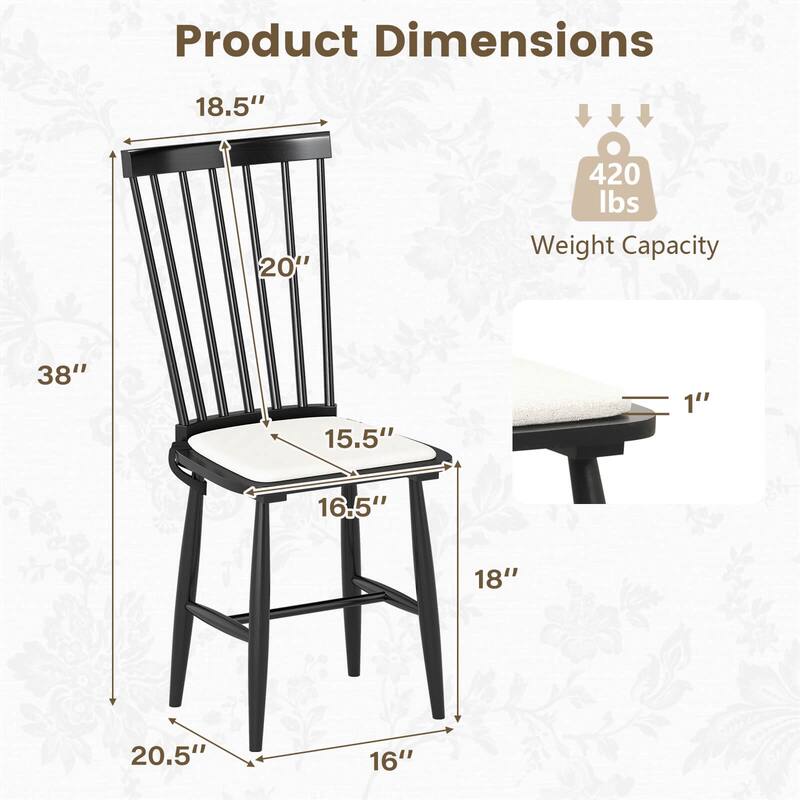 Costway Dining Chairs Set of 2/4 with Removable Seat Cushions for