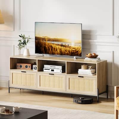 65 Inch Console Table TV Stand Entertainment Center with Storage for Living Room, Bedroom - N/A