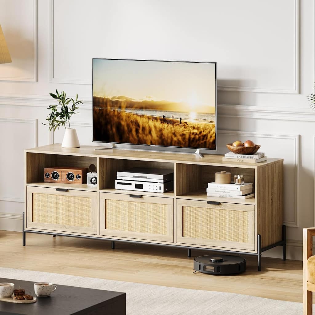 65 Inch Console Table TV Stand Entertainment Center with Storage for Living Room, Bedroom - N/A