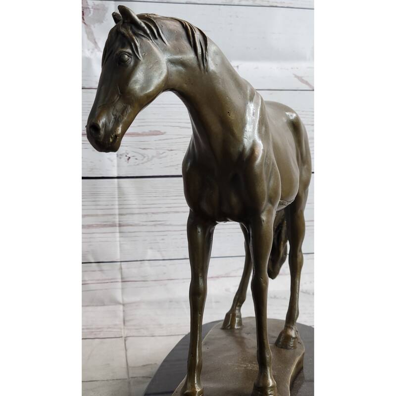 Arabian Horse Mare Bronze Figure Sculpture Statue Equestrian Decor On Marble Base