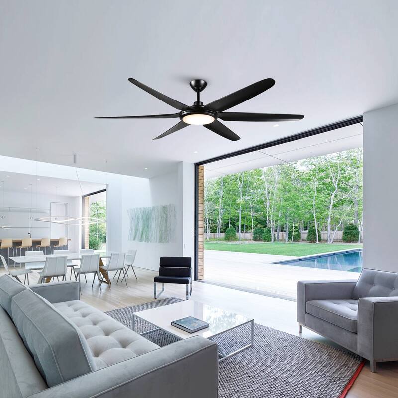 65-inch Modern Large Dimmable LED Large Ceiling Fan with Remote,DC Reversible Motor - 65"W x 13.3" H/16.3"H
