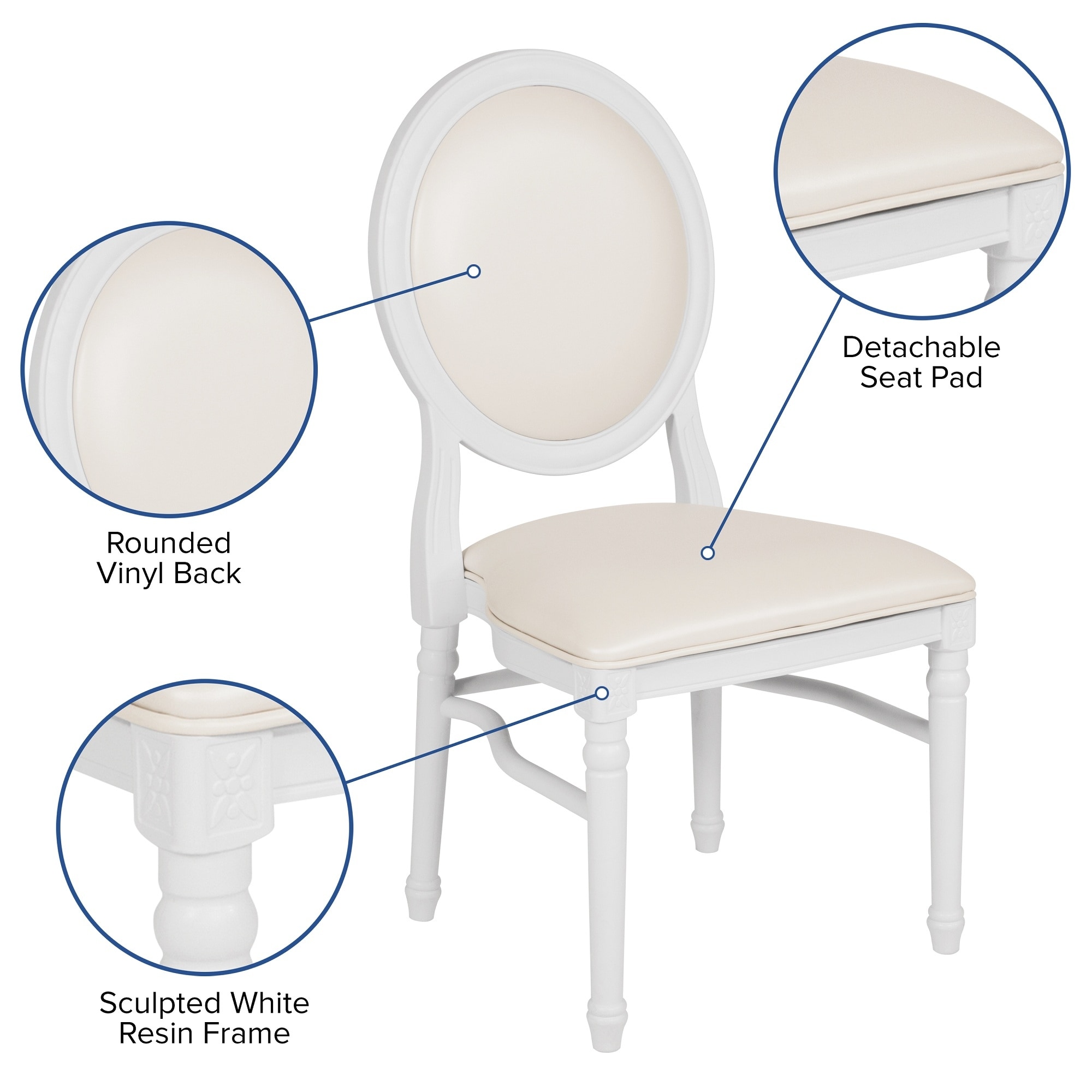 39 White Classic Round Back King Louis Chair Overstock 30398869
