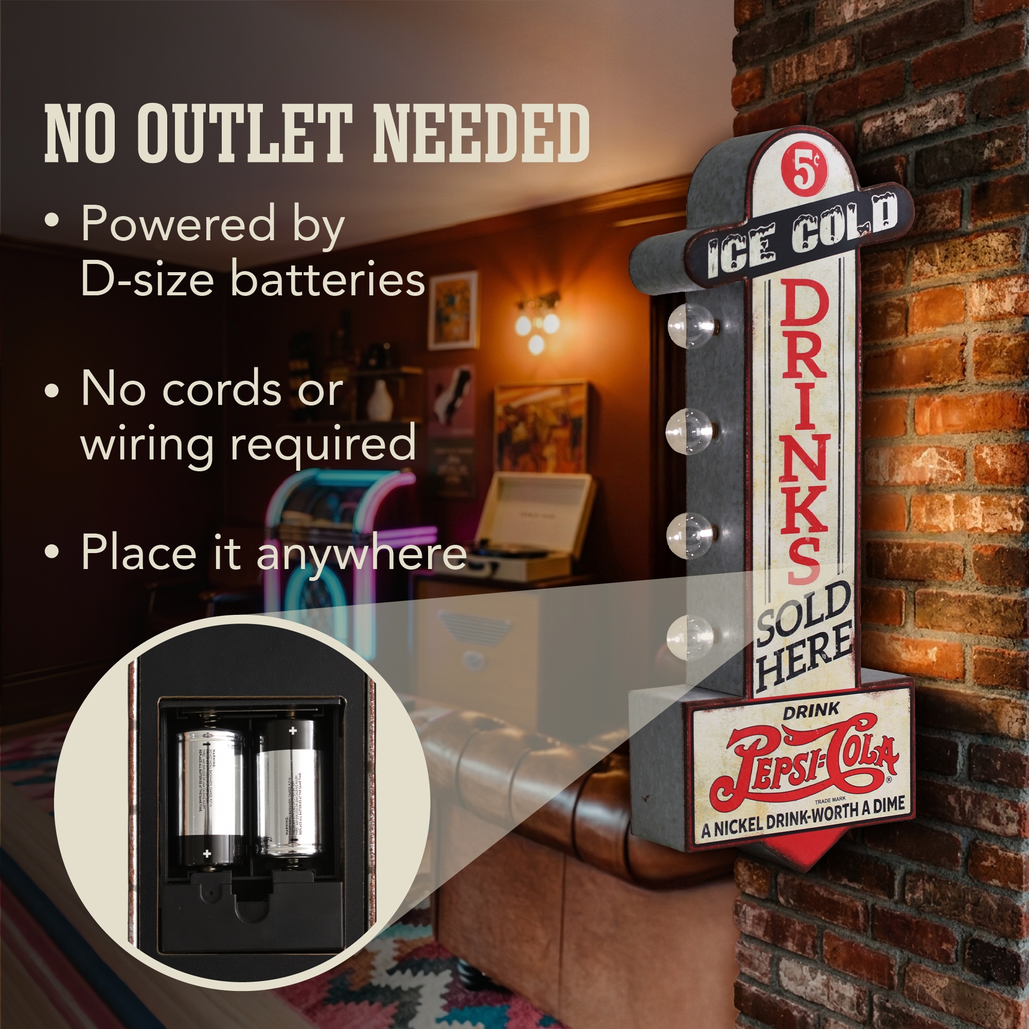 Pepsi Vintage Double-Sided LED Bottle Plaque 25