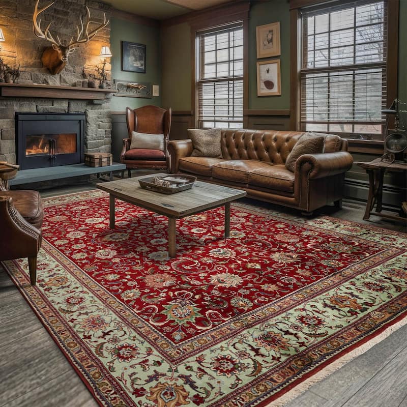 Hand Knotted Tabriz Red Persian Wool Traditional Oriental Area Rug - 11' x 15'