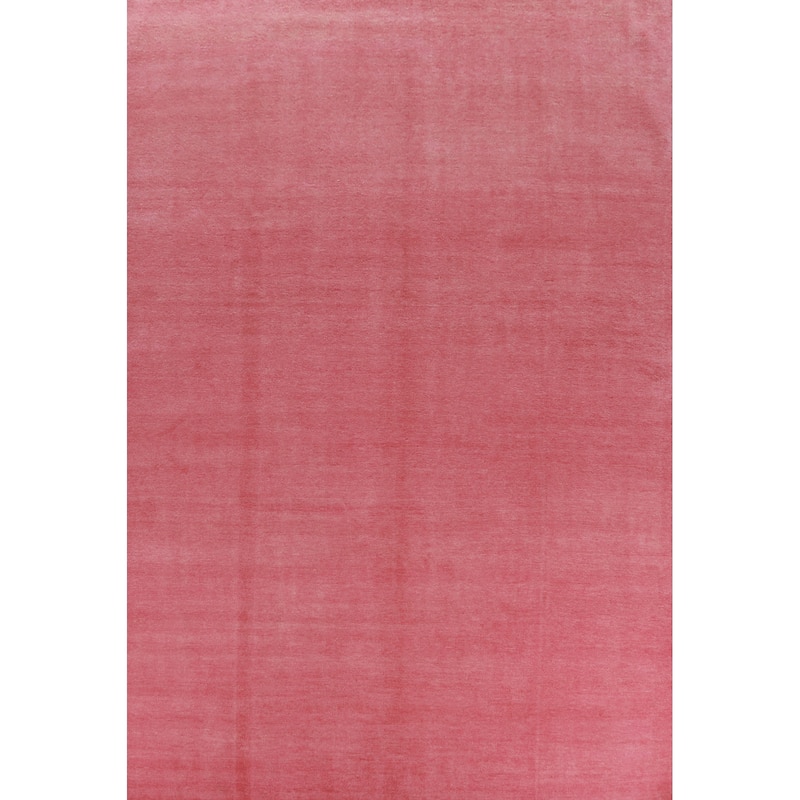 Hand Knotted Oriental 100% Wool Carpet Modern Solid Pink Gabbeh Area Rug - 12' 2'' X 9' 0''