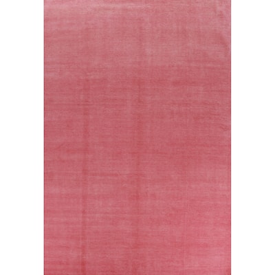 Hand Knotted Oriental 100% Wool Carpet Modern Solid Pink Gabbeh Area Rug - 12' 2'' X 9' 0''
