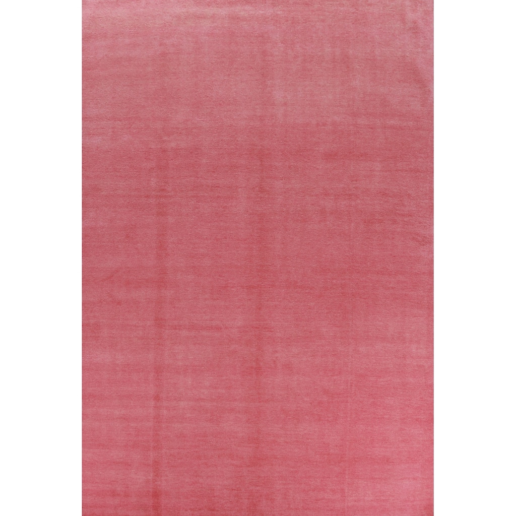 Hand Knotted Oriental 100% Wool Carpet Modern Solid Pink Gabbeh Area Rug - 12' 2'' X 9' 0''