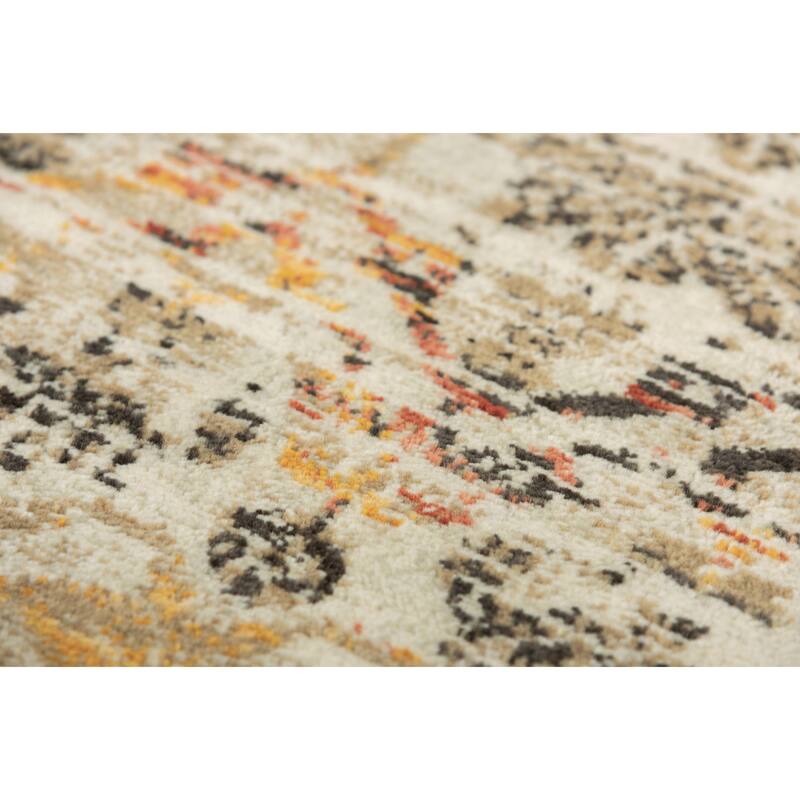 Alora Decor Infinity Beige, Brown, and Apricot Medallion Wool Rug