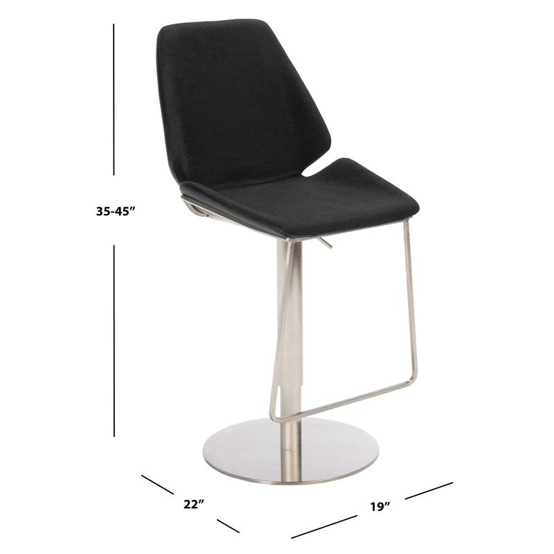 SAFAVIEH Linza Gas Lift Adjustable Bar Stool - 19" W x 22" L x 35-45" H - 19Wx22Dx35H