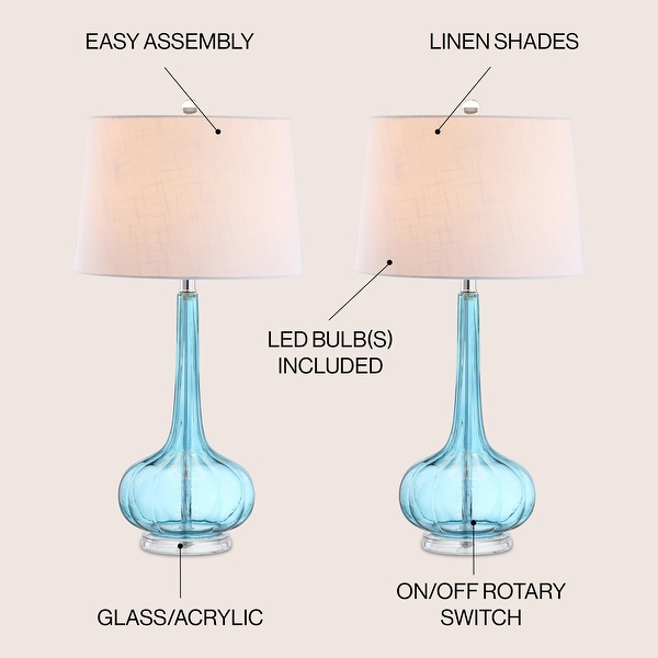 Diamante 28.5 Glass Teardrop LED Table Lamp Pink Set of 2 by JONATHAN Y On Sale Bed Bath Beyond 35681245