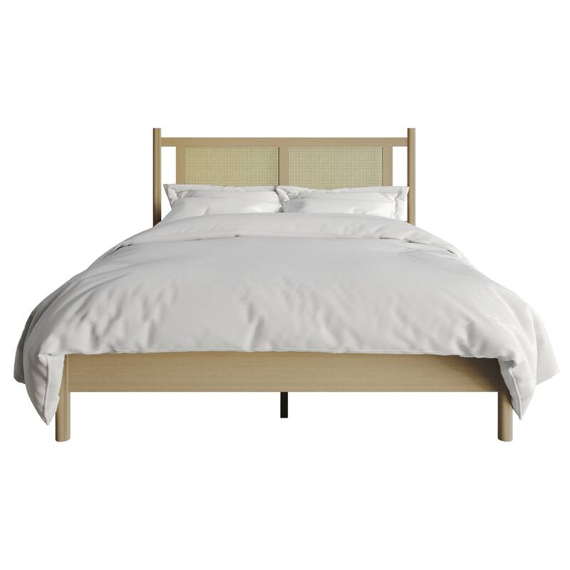CraftPorch Transitional Wooden Platform Bed - Antique Oak - Queen