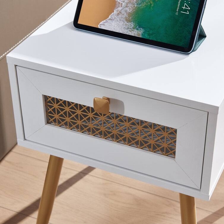 Wood End Table With Storage for Living Room 21.7'' H X 15.8'' W X 15.8'' D