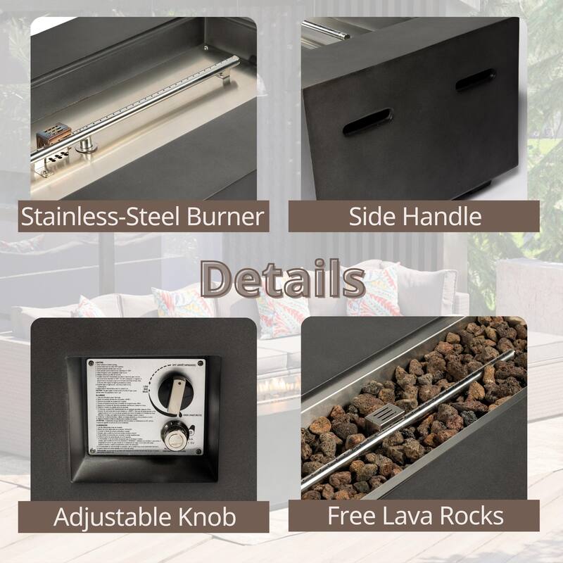 GDFStudio - 60" Outdoor Magnesium Oxide Fire Pit Table