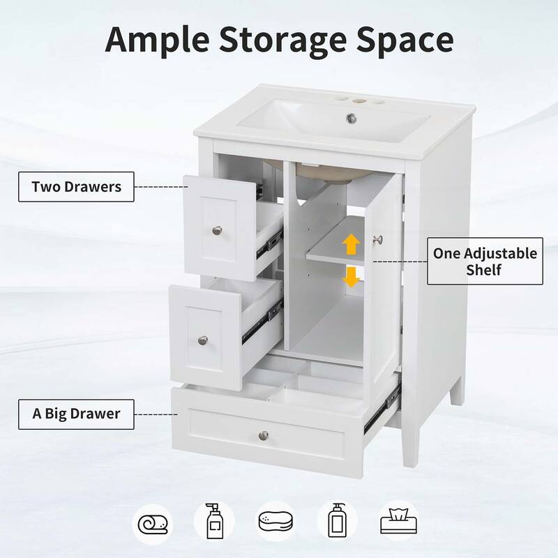 Freestanding Vanity Set with Storage,Adjustable Shelf