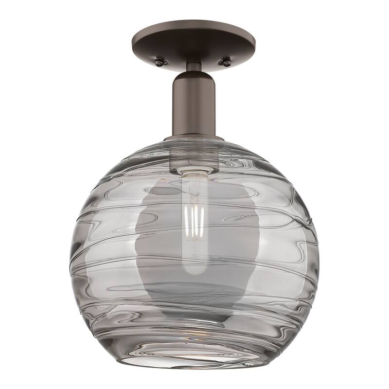 Innovations Lighting 716-1C-14-10 Athens Deco Swirl Semi-Flush Athens - Oil Rubbed Bronze / Light Smoke Deco Swirl
