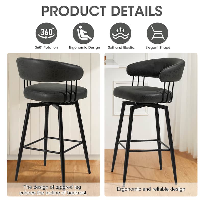 Glitzhome Modern 3-Piece Wooden Swivel Bar Stools & Height Adjustable Pub Table Set