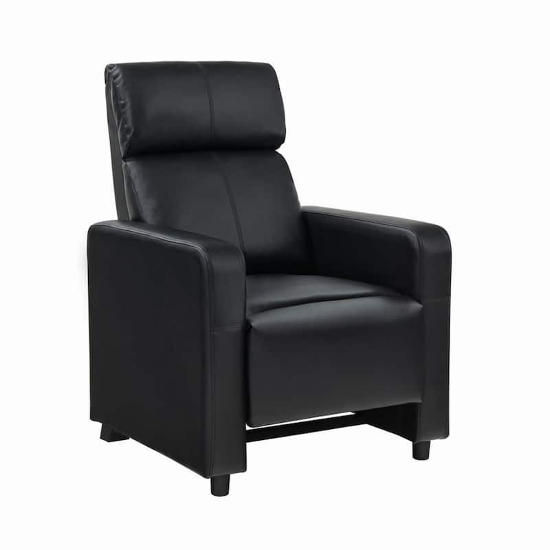 Modern Theater Seating Push-Back Recliner, Black