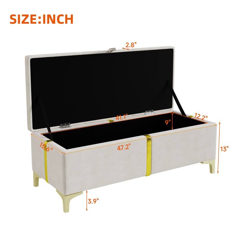 Roomfitters 2 Piece Bedroom Set, Queen Upholstered Platform Bed with Hydraulic Lift Base and Matching Ottoman Bench, Beige