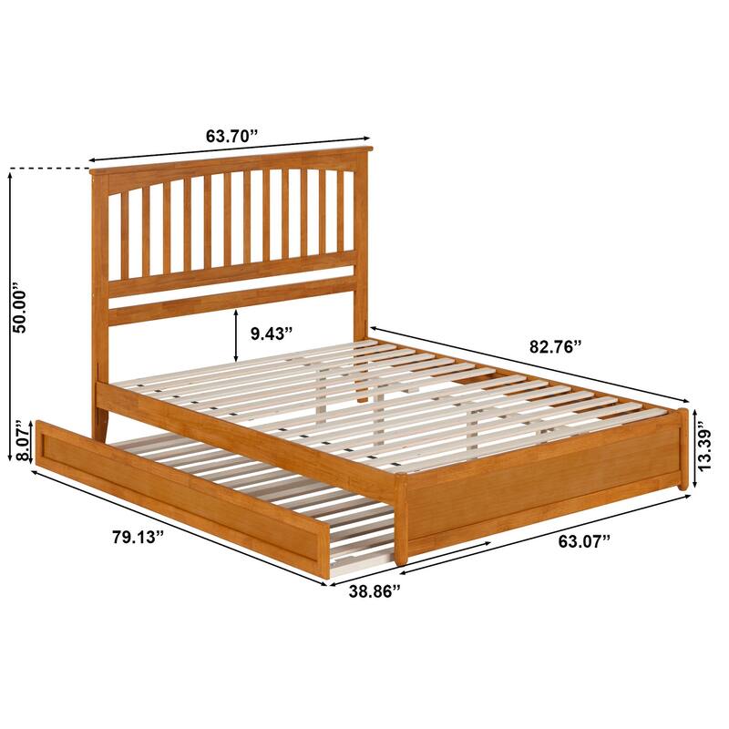 Everett Platform Bed with Panel Footboard and Twin XL Trundle