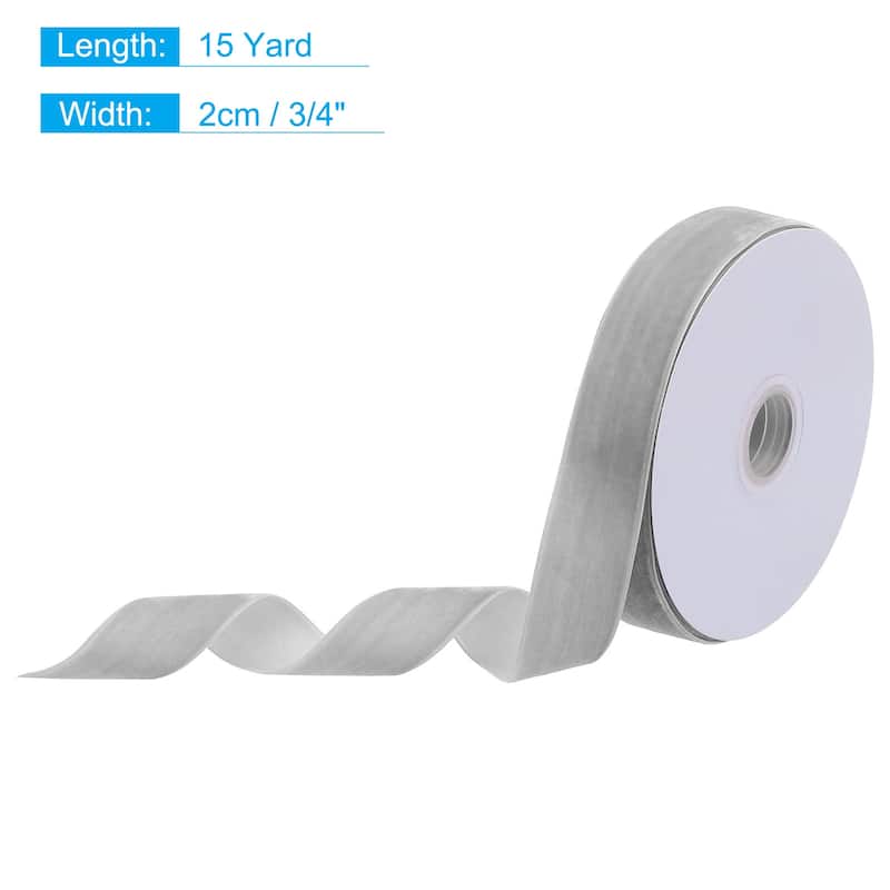 Velvet Ribbon Single Face Spool Silky for Gift Wrapping Bow Decoration - Light Grey - 3/4 Inch x 15 Yard