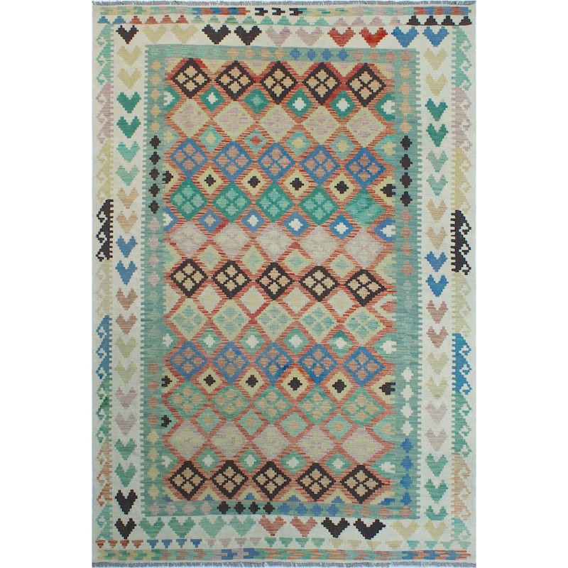 Sun Faded Flatweave Lawerence Rust/Ivory Rug - 6'6" x 9'8"