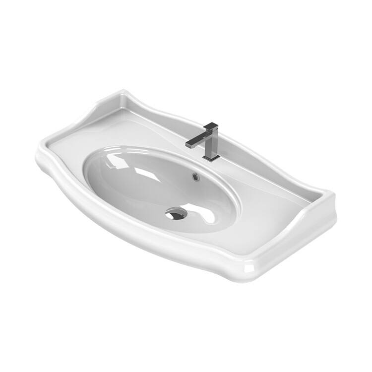 Nameeks 1837 39-3/8" Ceramic Wall Mounted Bathroom Sink with One