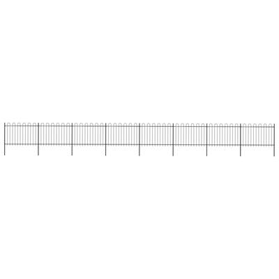 Garden Fence with Hoop Top Steel 44.6ft Black