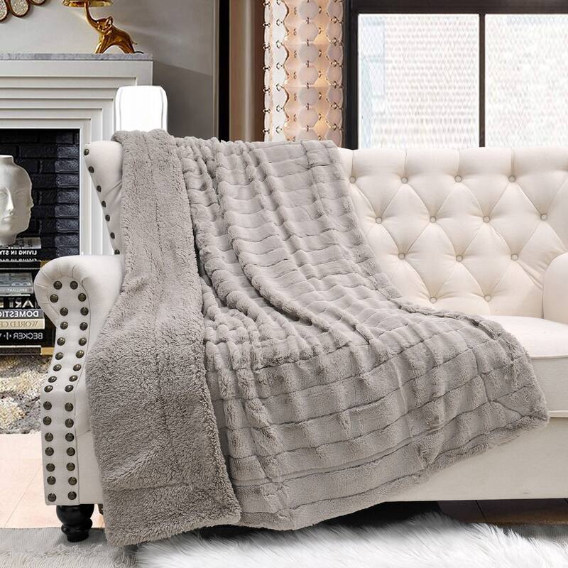 Solid Color SuperMink FauxFur Throw - 50" x 60" - Pure Cashmere
