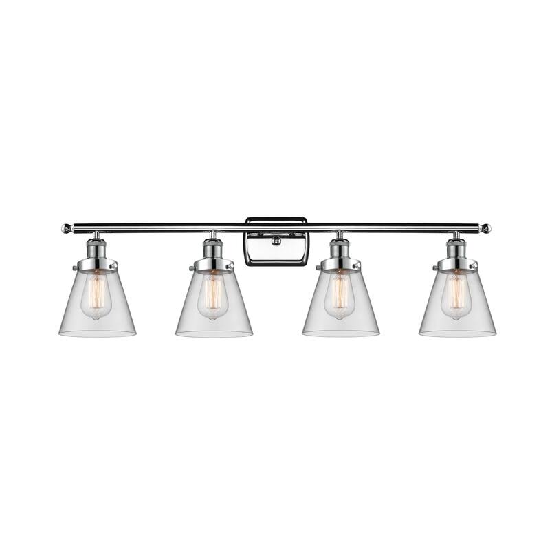 Innovations Lighting 916-4W-11-36 Cone Vanity Cone 4 Light 36" Wide - Polished Chrome / Clear