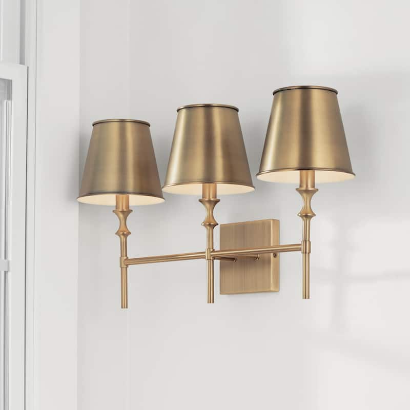 Whitney 3-light Aged Brass Bath/ Vanity Fixture