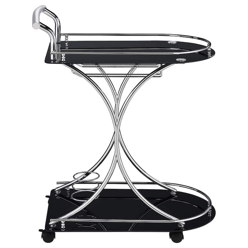 Allen and Chrome 2-Tier Glass Shelf Metal Bar Cart