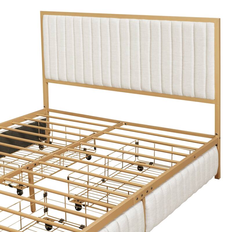 Superior Quality Metal Platform Bed Frame with 4 Drawers Storage Bed