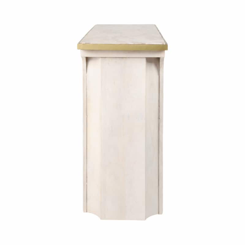 Stone Travertine Console Neutral Tones Table Modern Design - 30" White - 47" x 14" x 30"