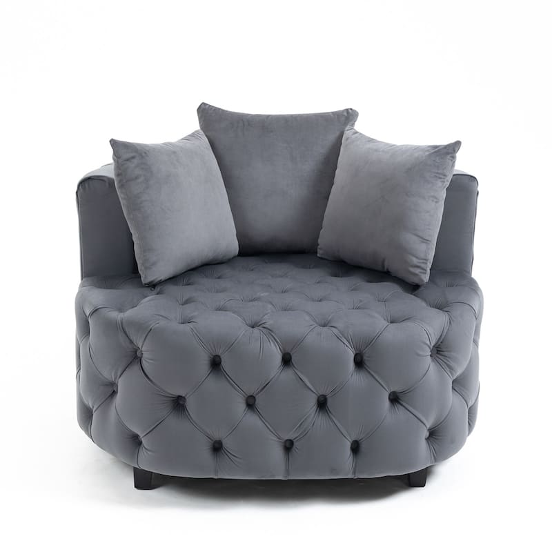 40.6''Wide Accent Sofa Chair, Upholstered Velvet Barrel Sofa Chair