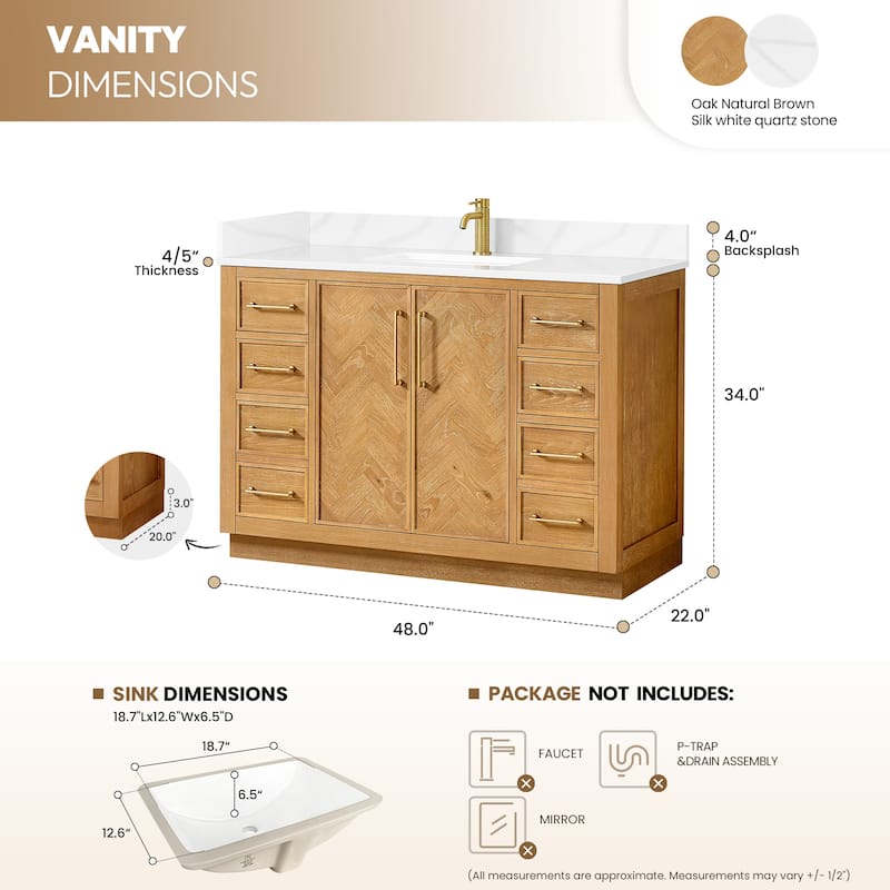 Jakarta Bath Vanity with Quartz Stone Top without Mirror