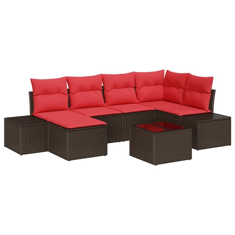 vidaXL 7 Piece Garden Sofa Set with Cushions - 103.9×60.6×27.2