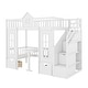preview thumbnail 5 of 52, Solid Wood Bunk Bed Frame with 2 Drawers, Storage Stairs and Adjustable Table, Bunk Bed Turn into Upper Bed and Down Desk