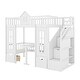 preview thumbnail 5 of 9, Twin Bunk Bed with Convertible Desk and Playhouse Design, White