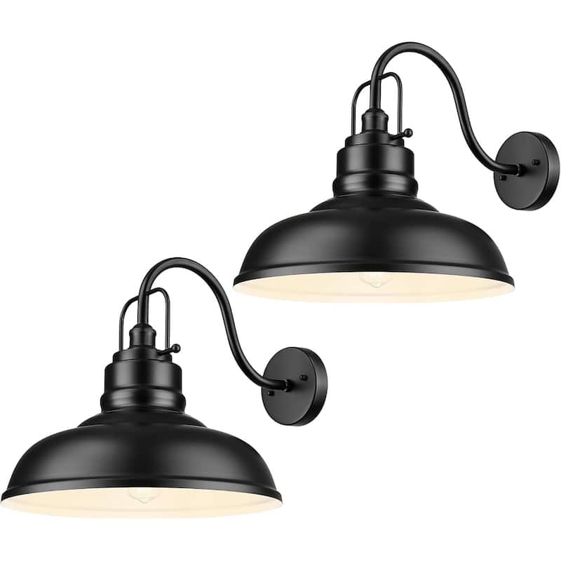 Exterior Outdoor Wall Sconce Farmhouse Barn Light - Large/2-Pack - Black